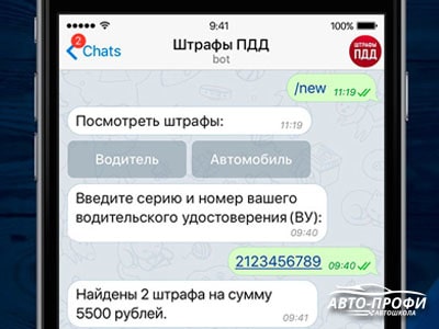 Проверка штрафов ГИБДД через Telegram